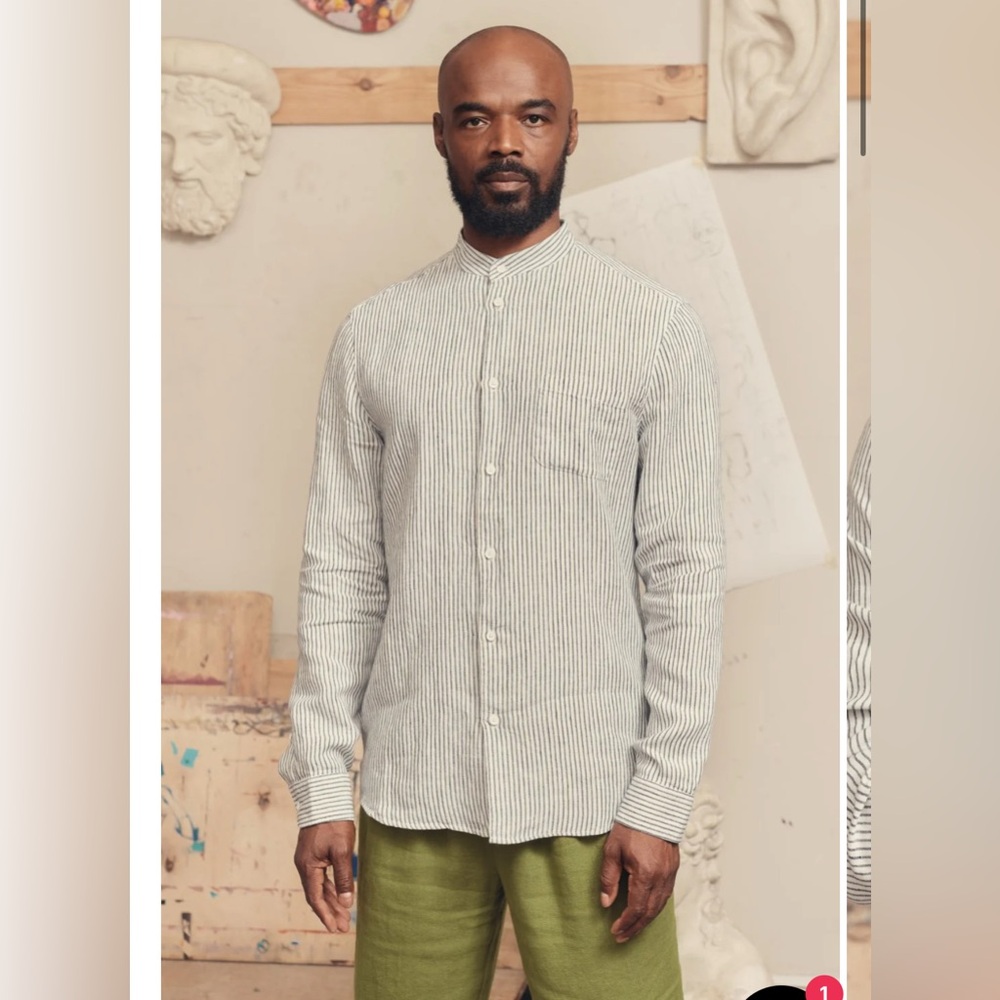 Stripe Linen Snapdragon Shirt